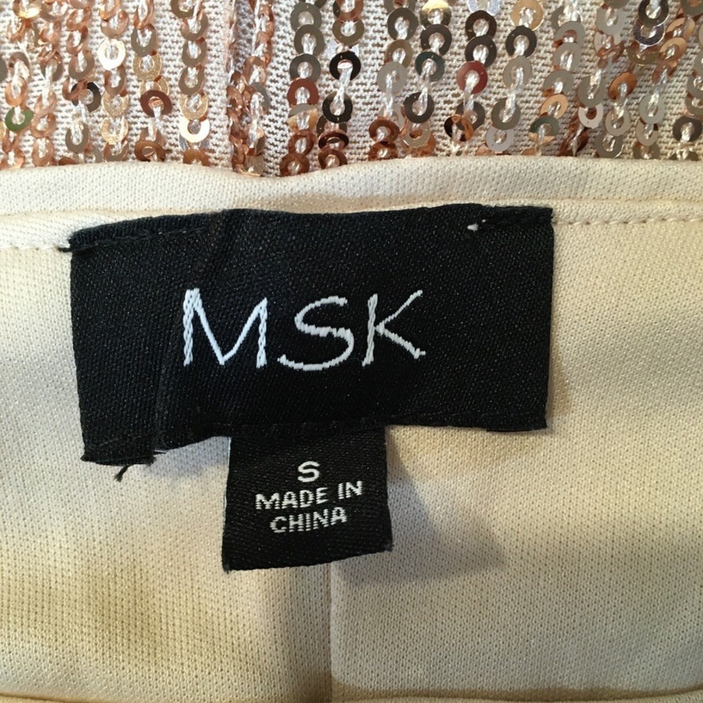 MSK Sequin Cocktail Dress Womens S Rose Gold Short Sleeve Party Glam Gala Event - Picture 6 of 9